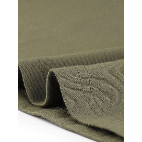 Elbow Sleeves Round Neck Slim Fit Tee Olive Green - Picture 5 of 5